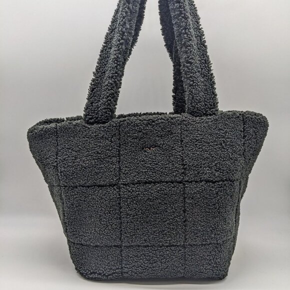 DKNY Poppy faux Sherpa fur LARGE tote purse bag - BLACK - Picture 1 of 7